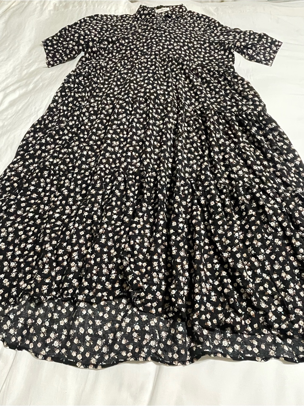 Natural Life Rebecca Midi Dress Floral Black With Cream Roses - Picture 13 of 14